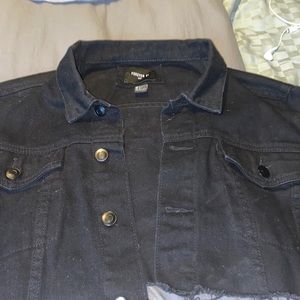 Cropped black jean jacket